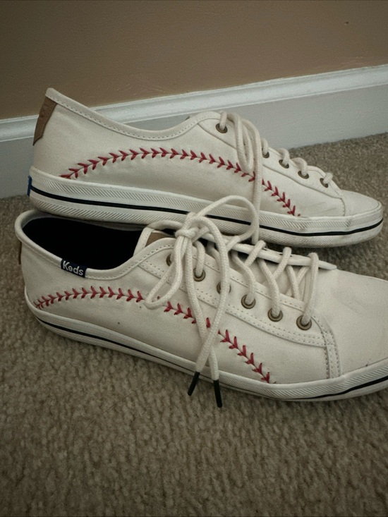 Keds Shoes - Keds White MLB Baseball Canvas Sneakers woman’s 8
